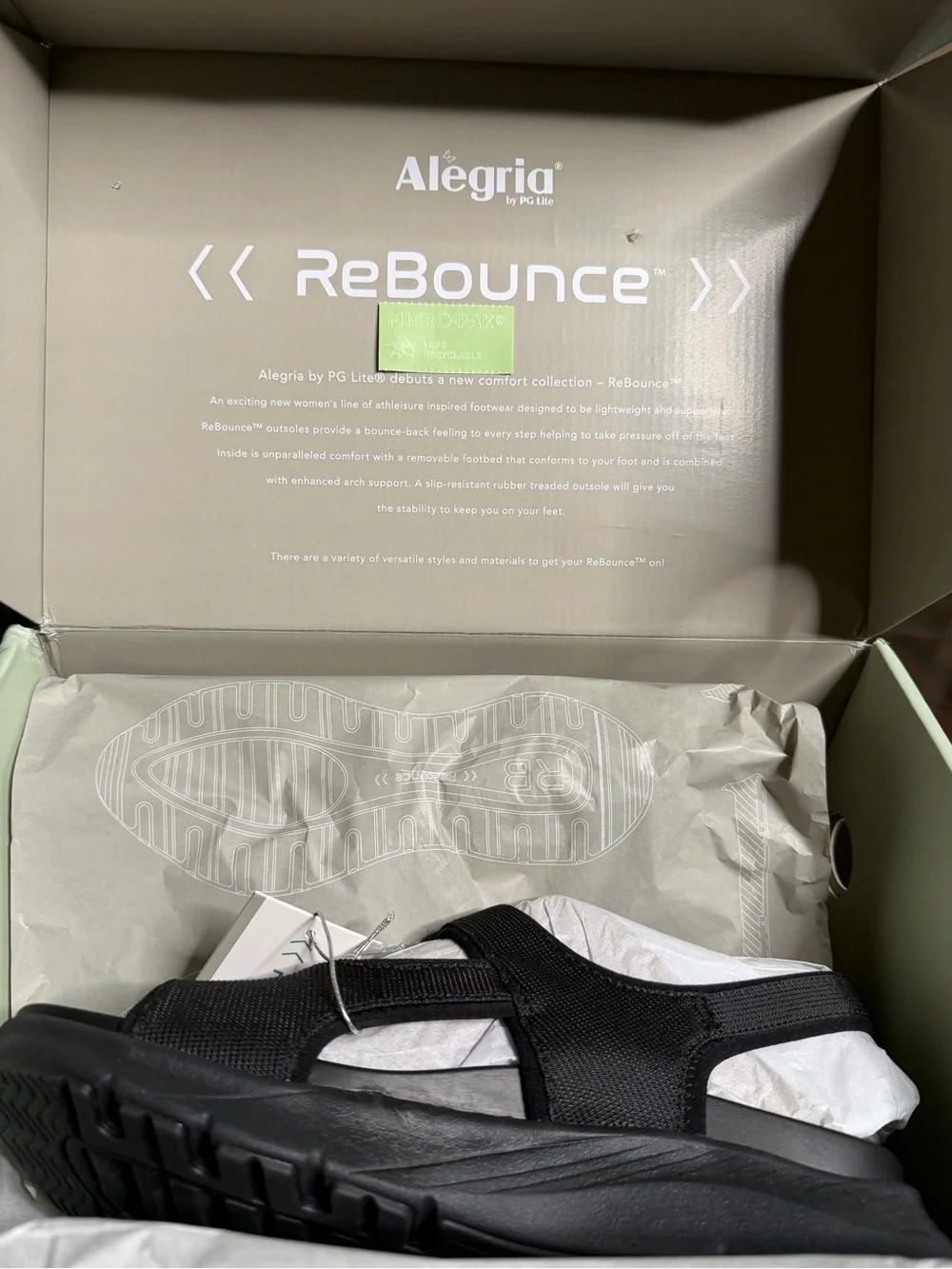 Alegria by PG Lite Sandie ReBounce Comfort Sandals Black Sz 10 NWT!
